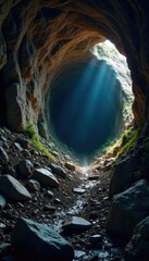 Collapsing Tunnel Imminent Rockfall Danger in a Dimly Lit, Claustrophobic Mine Shaft - Rescue Operation Needed