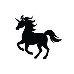 Running unicorn silhouette vector art illustration