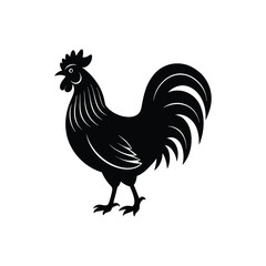 Silhouette rooster vector art illustration