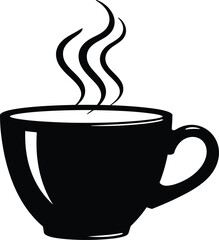 Steaming hot coffee cup silhouette illustration