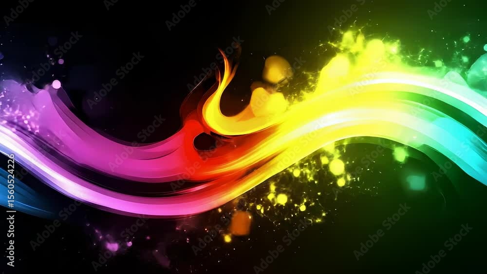 Poster abstract rainbow wave with glittering particles, suitable for modern background graphics
