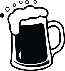 Frothy beer mug silhouette dark drink icon