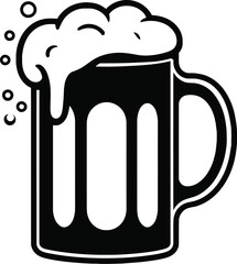 Frothy beer mug silhouette icon graphic design