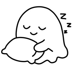 A set of adorable cartoon ghost characters with different expressions and activities. Perfect for worksheets, stickers, or kids’ Halloween materials. Simple line art style, fun and friendly.