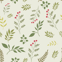 Simple liberty forest leaves rustic vector pattern for textile, wallpapers
