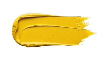 Vibrant Yellow Brushstroke with Textured Surface and Highlighting Isolated Transparent Background