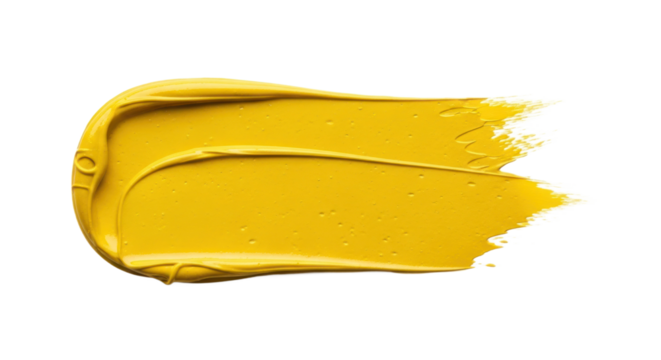 Vibrant Yellow Brushstroke with Textured Surface and Highlighting Isolated Transparent Background
