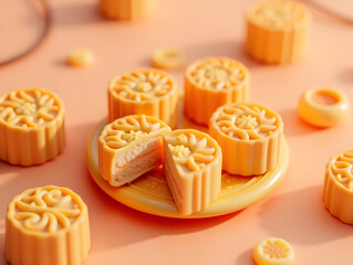 Mid-Autumn moon cake traditional festival food culture food close-up background