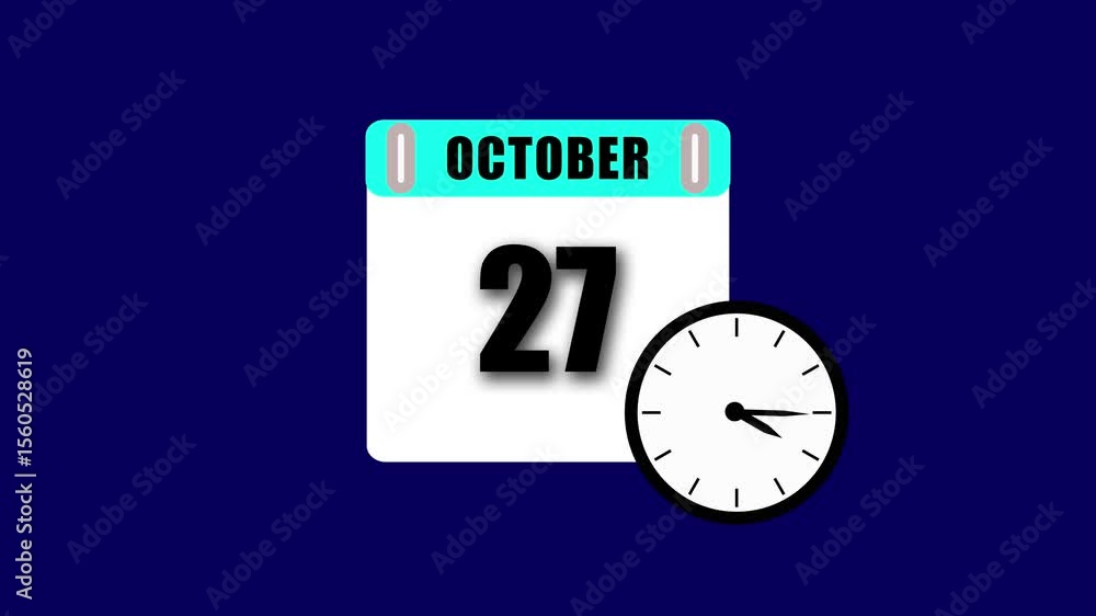 Poster october 27th date displayed with clock concept for time and reminder