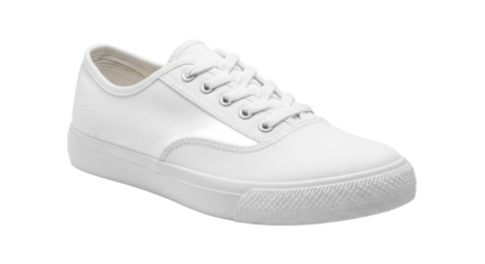 White Canvas Lace Up Casual Shoe Isolated Transparent Background