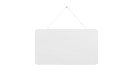 White Rectangular Hanging Sign with Triangular Top on Transparent Background Isolated Transparent Background