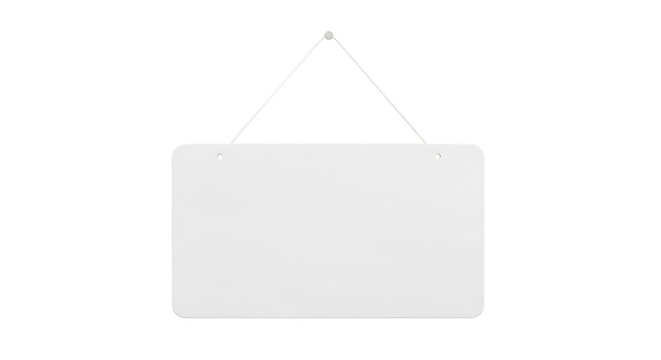 White Rectangular Hanging Sign with Triangular Top on Transparent Background Isolated Transparent Background