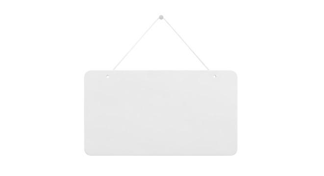 White Rectangular Hanging Sign with Triangular Top on Transparent Background Isolated Transparent Background