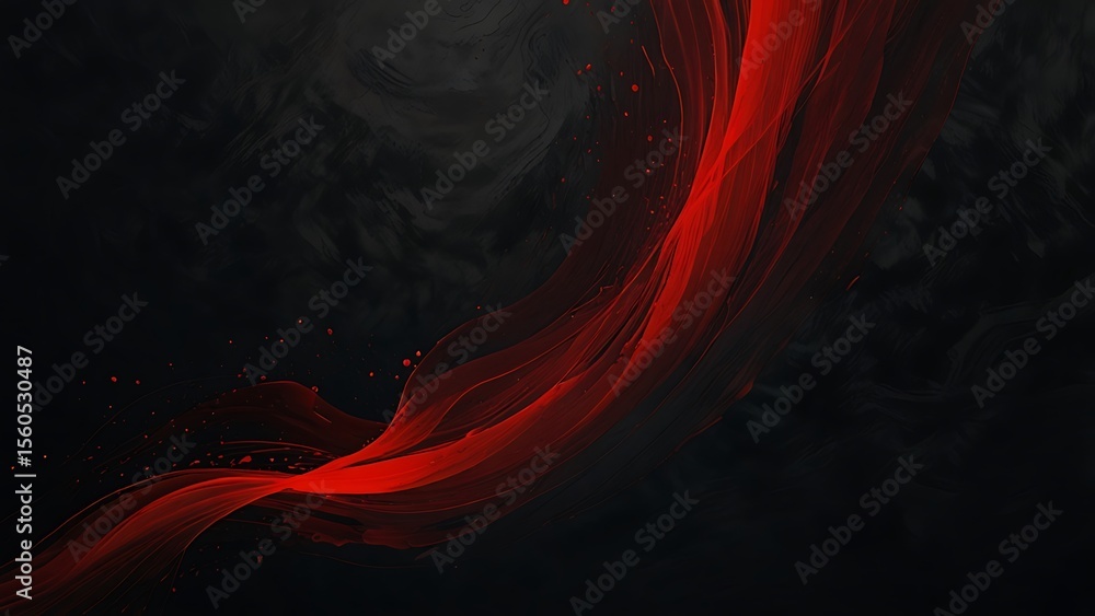 Poster abstract red wave on a dark background creating a mysterious and bold visual impact