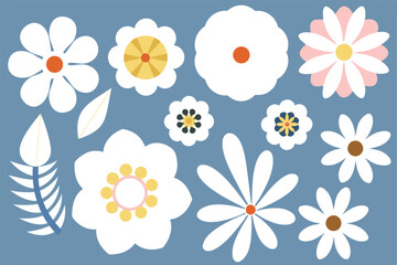 Playful Floral Mix on Sky Blue Background