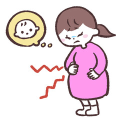 お腹が痛い妊婦のイラスト