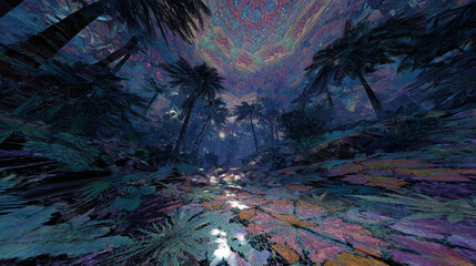 意識の森を彷徨う｜キノコと古代遺跡が共鳴するサイケデリック神話世界4K