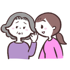 	耳が遠いシニア女性のイラスト