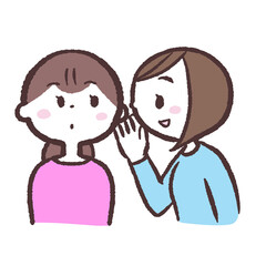 耳寄りな話をしてくる女性のイラスト