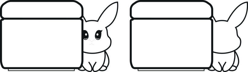 set of two simple black and white badges with a round jar of cream with rabbits next to it, meaning that cosmetic products are not tested on animals