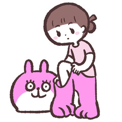 	着ぐるみを着る女性のイラスト