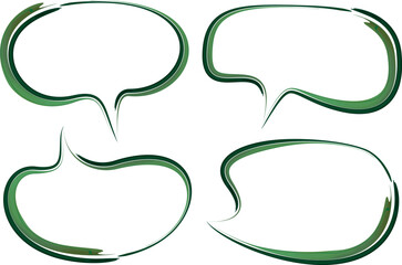 dark green color abstract decorative art stroke speech bubbles set