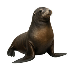 Naklejka premium Majestic Sea Lion Portrait Captured in Detail, Showcasing Its Graceful Features and Natural Beauty, Isolated on Transparent and White Background