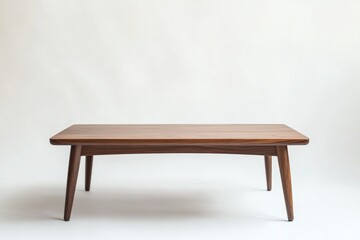 Fototapeta premium Simple, elegant low coffee table made of rich dark wood, perfect for modern living rooms.