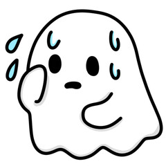 A set of adorable cartoon ghost characters with different expressions and activities. Perfect for worksheets, stickers, or kids’ Halloween materials. Simple line art style, fun and friendly.