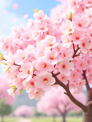 Obraz premium Illustration of Cherry Blossoms in Full Bloom During the Spring Solar Terms