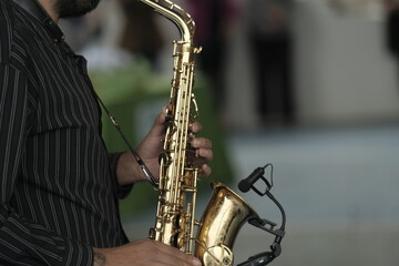 Farewell from school, musician playing during graduation