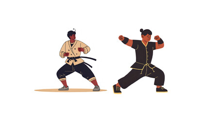 kungfu vector silhouette set