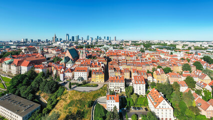 Panorama Starego Miasta w Warszawie z lotu ptaka