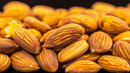 Obraz premium Scattered almonds create a minimalist composition with deep organic details and rich natural lighting in high contrast
