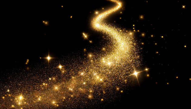 golden light trail with sparkle stars glitters alpha channel loop animation christmas shiny glowing gold particles trail isolated on transparent background vertical social media motion design element