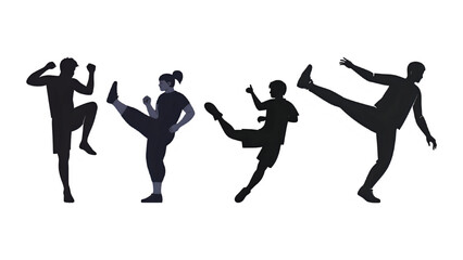 kungfu vector silhouette set