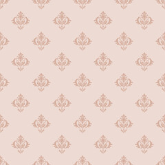 	
Vector Elegant Pink Damask Seamless Floral Pattern Background for Classic Vintage Interior and Decorative Design.