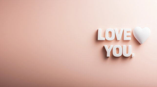 Romantic letter cubes spell out heartfelt message of connection and passion with elegant composition on soft background