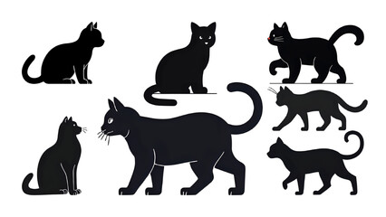 black cat silhouettes set
