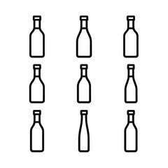 Wine Bottle Icons. Outline icon set of wine varietals: cabernet sauvignon bottle, chardonnay bottle, merlot bottle, pinot noir