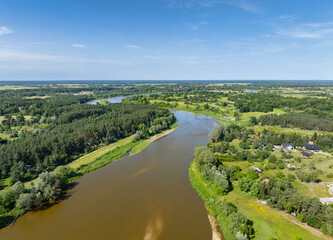 A calm summer day on the Bug River, Masovia, central Poland