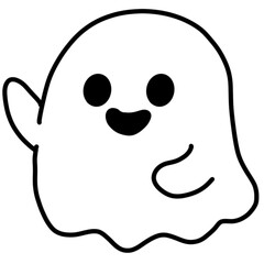 Obraz premium A set of adorable cartoon ghost characters with different expressions and activities. Perfect for worksheets, stickers, or kids’ Halloween materials. Simple line art style, fun and friendly.