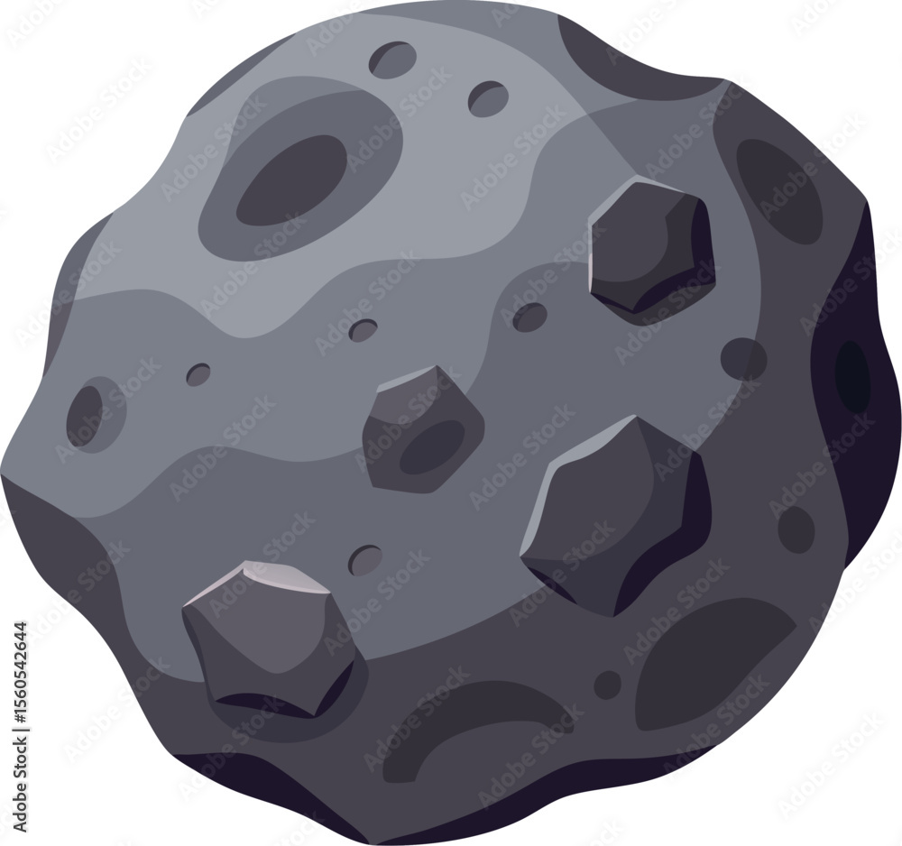 Wall mural abstract geometric asteroid shape with clean white background suitable for space or science themes