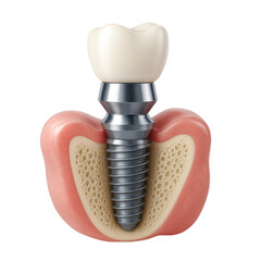 Dental implant tooth gum bone metal artificial restoration oral anatomy isolated realistic medical healthy prosthetic dentistry jaw root crown