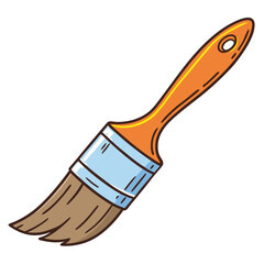 Clean art tool for painting with smooth bristles and orange handle