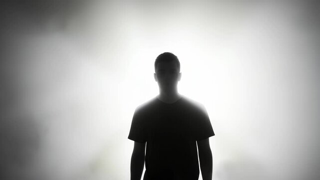 Ethereal Silhouette: Man Emerging from Haze of Uncertainty and Mystery Concept