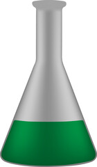 Conical Flask with Green Liquid - Erlenmeyer Science Beaker