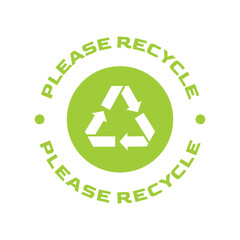 Recyclable Waste Icon in Flat Green Shield Style