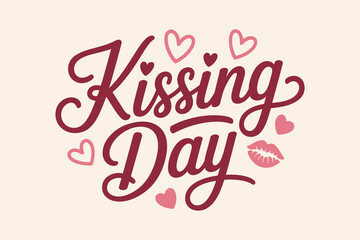 Hand-drawn romantic kiss red lip print for international kissing day minimalist design greeting or sticker  