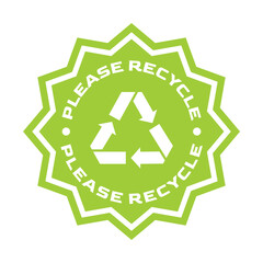 Recyclable Waste Icon in Flat Green Shield Style